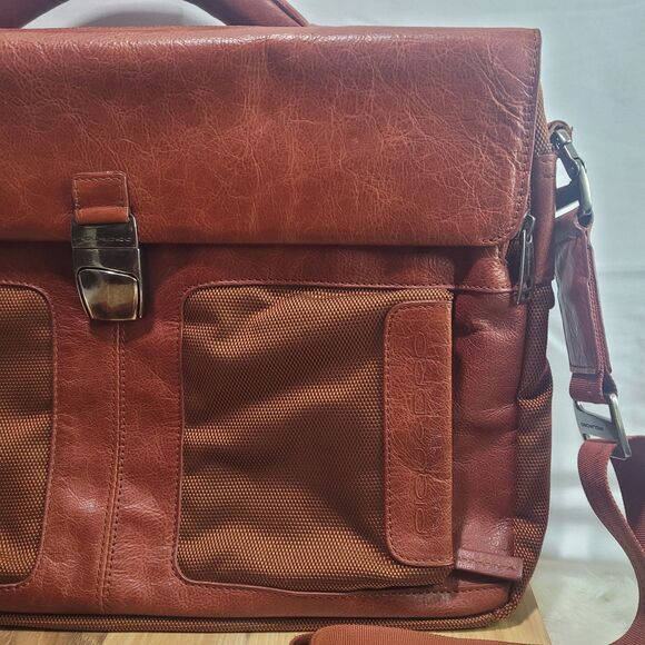 PIQUADRO Leather Brown/Burnt‎ Orange Briefcase/Office/Laptop Bag - Picture 6 of 9